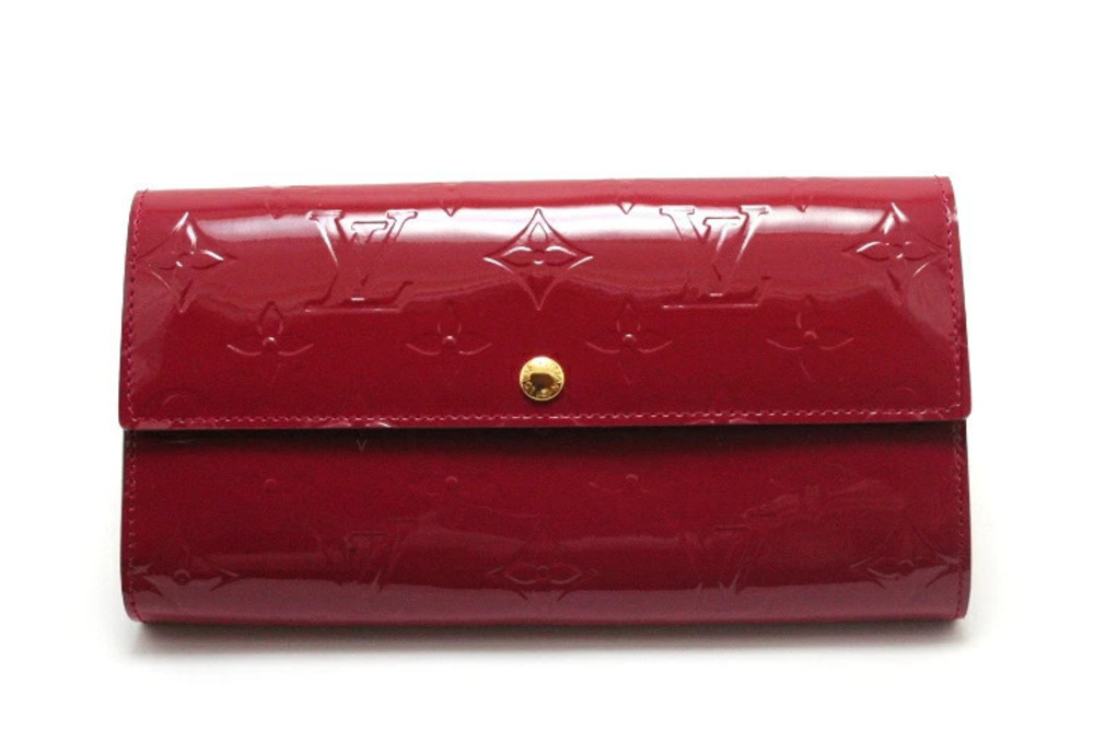 LOUIS VUITTON Portefeuille Sarah Long Wallet Vernis Rose Pink Indien